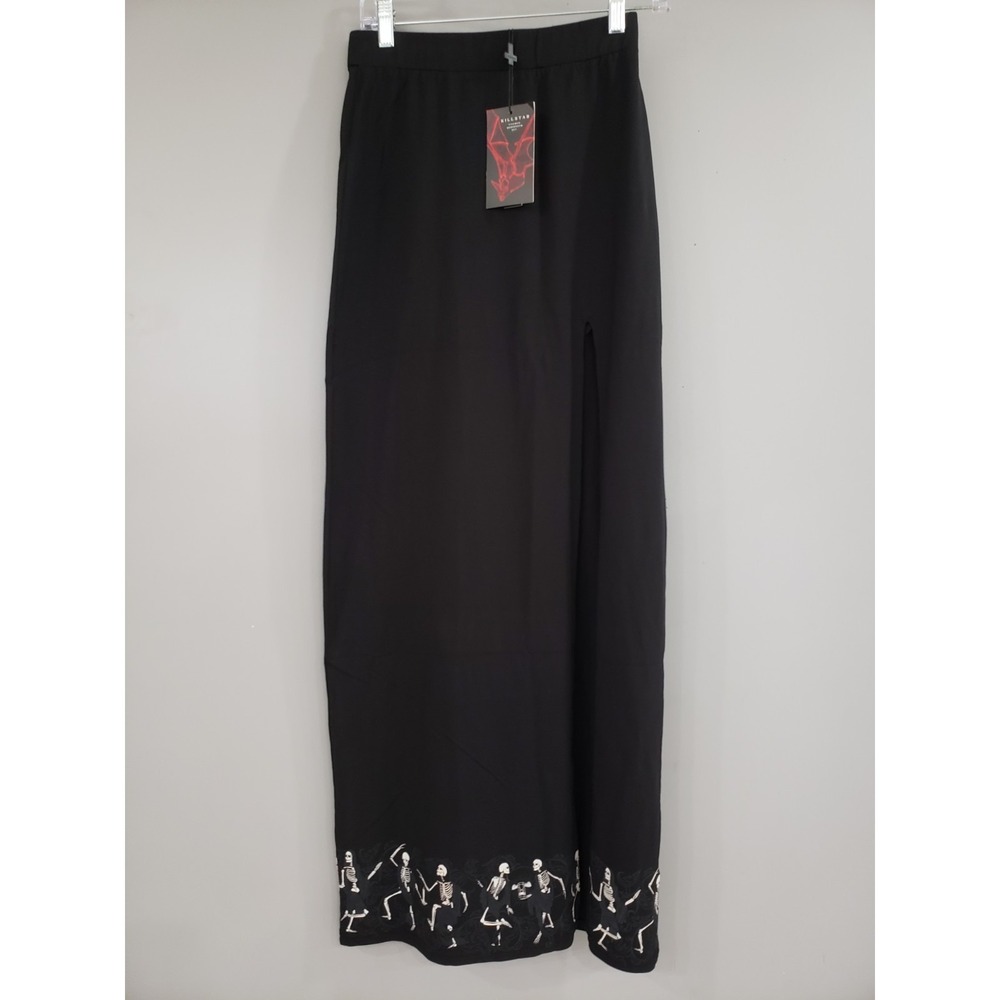 NEW XS KILLSTAR La Danse Maxi Skirt DANCING SKELETON DAY OF THE DEAD GOTHIC EMO